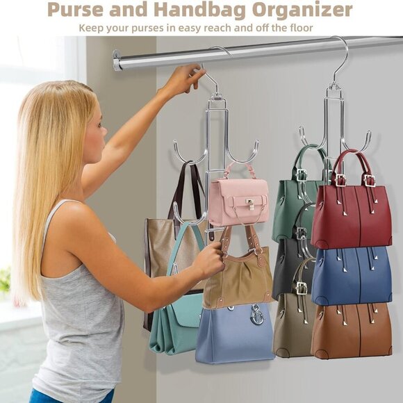 Purse Hanger Organizer for Closet, 2 Pack Handbag Storage Organizer, Hanging Pur - Picture 2 of 7